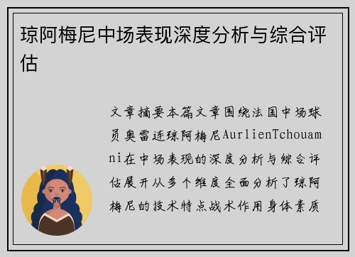 琼阿梅尼中场表现深度分析与综合评估